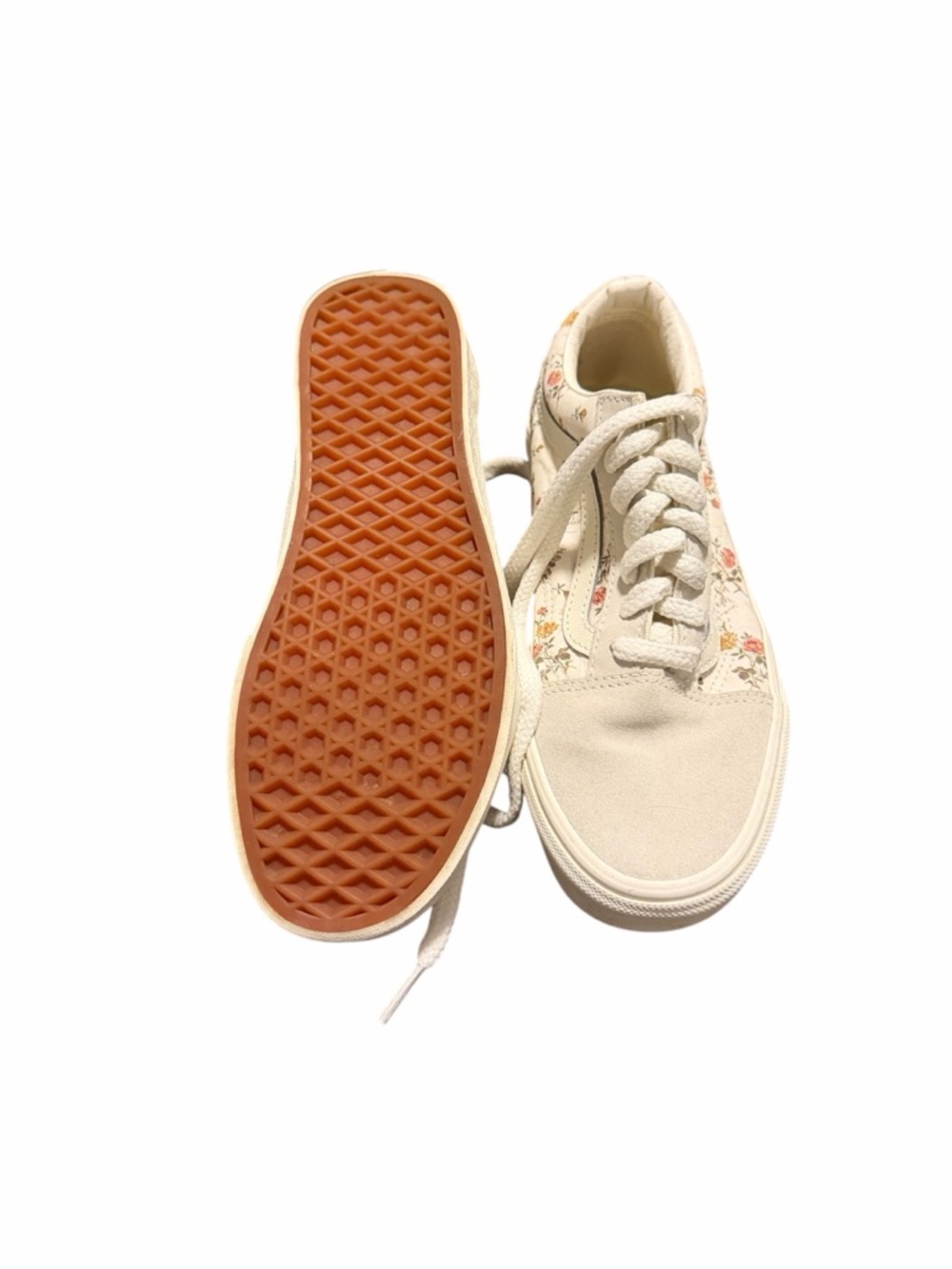 Vans Floral Canvas Low-Top Sneakers - Cream with Pink & Green Accents - Picture 2 of 5